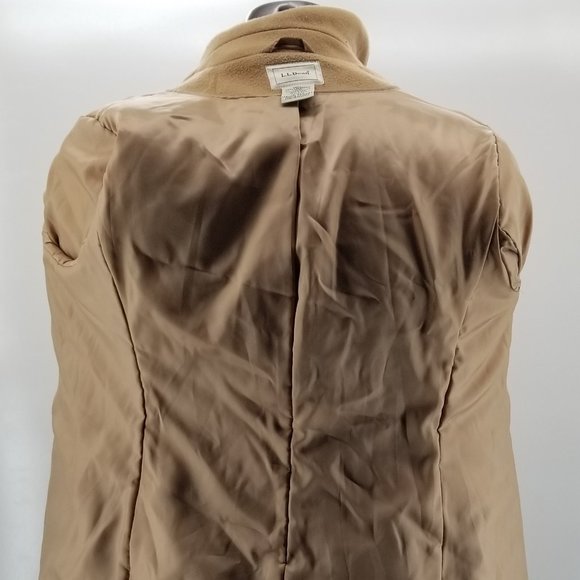 LL Bean Coat Womens  Brown 100% Lambswool Long Button Up Jacket Heavyweight 12 - Picture 10 of 13